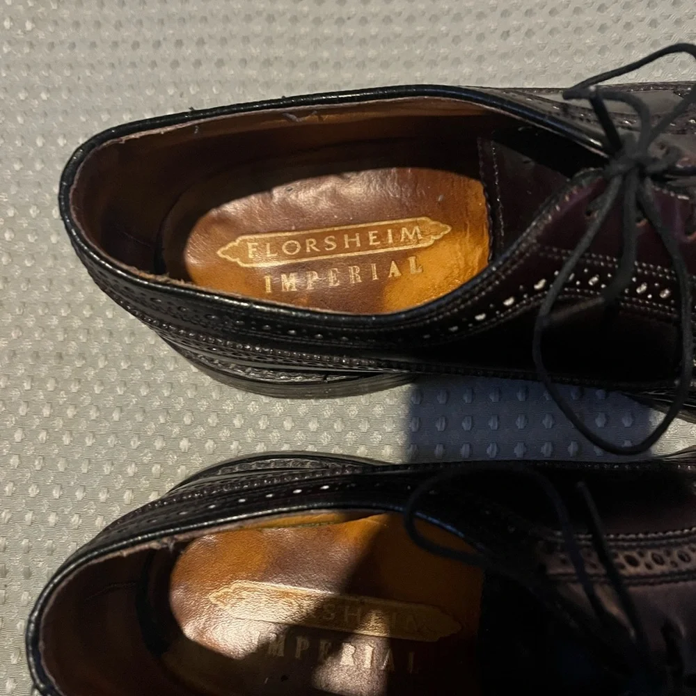 Vintage 1960 Florsheim Imperial Men's Leather Wingtip Oxfords Size 11 Brown